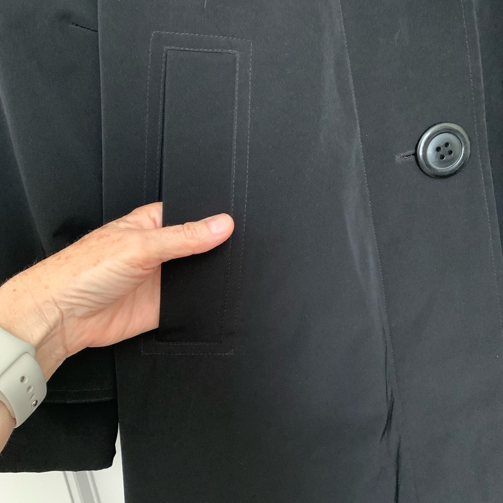 NWOT LIZ CLAIBORNE black hooded A-line trench coat 😍 - Picture 7 of 12